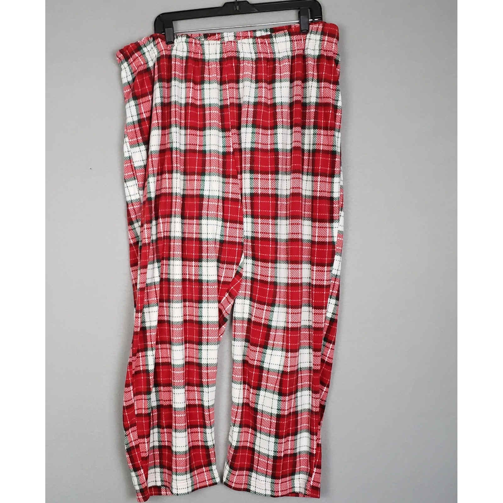 Fuzzy Fleece Pajama Pants Red Green Plaid Cozy Winter Christmas Lounge Size L